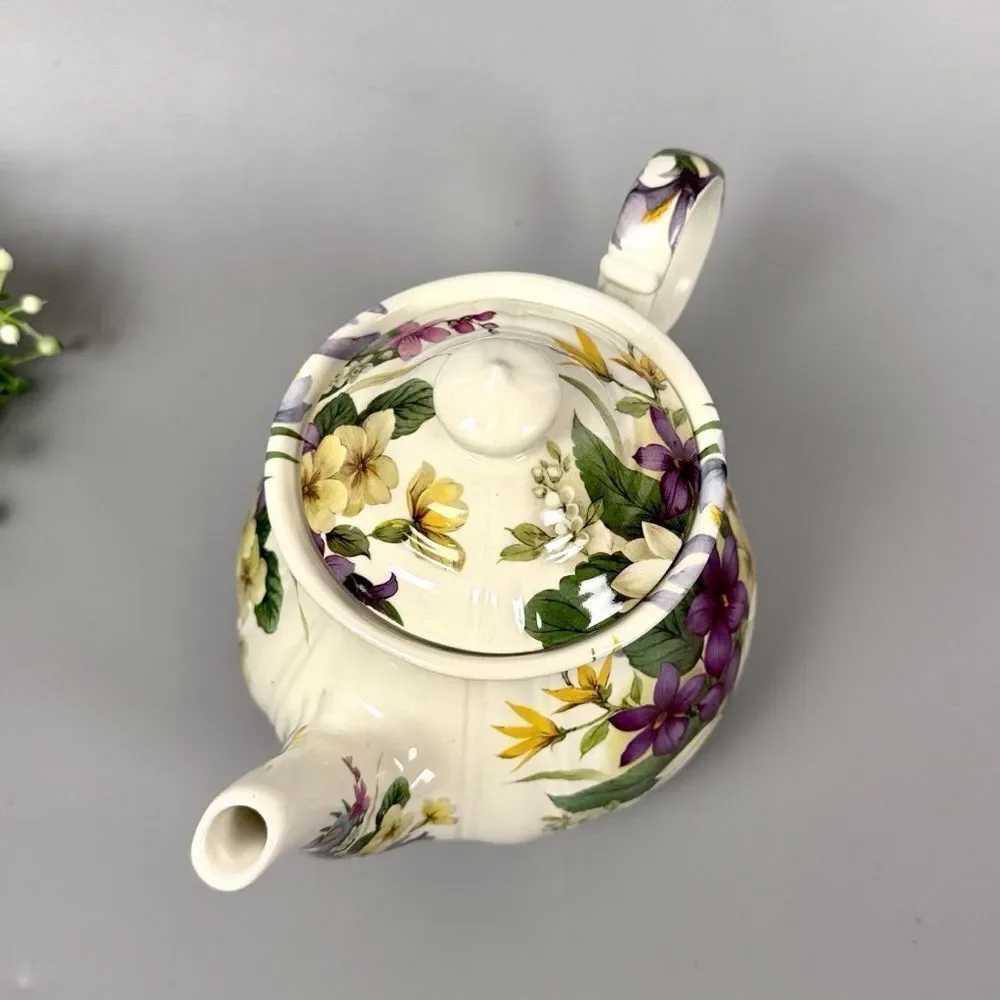 Sadler Duchess Pattern Teapot England Porcelain Violets Flowers 32oz Vintage